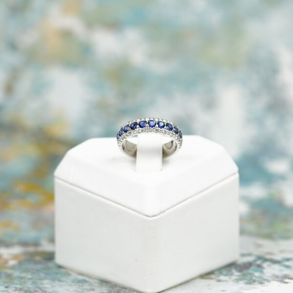 White Gold Sapphire and Diamond Ring - Image 3