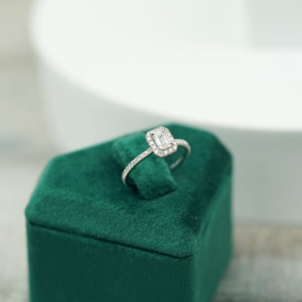Platinum Emerald Cut Diamond Engagement Ring