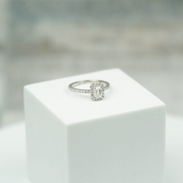Platinum Emerald Cut Diamond Engagement Ring - Image 2
