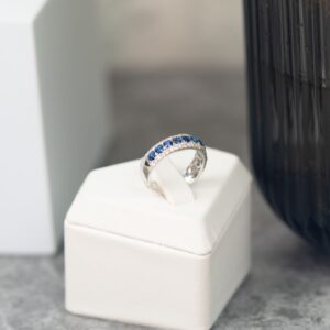 White Gold Sapphire and Diamond Ring