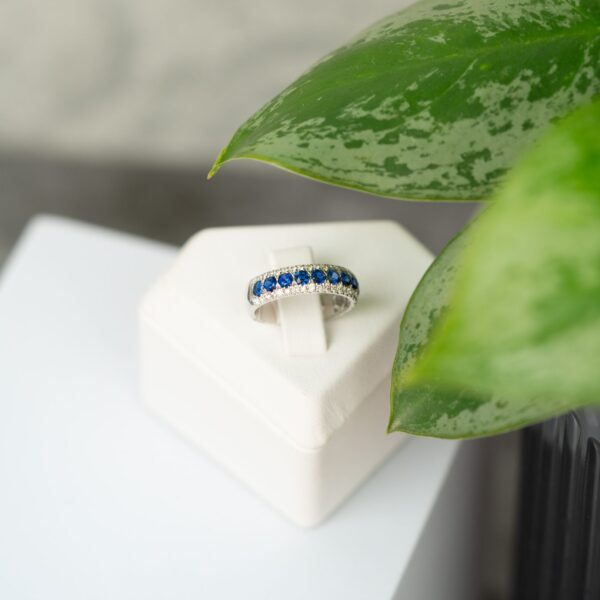 White Gold Sapphire and Diamond Ring - Image 5