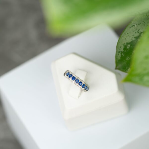 White Gold Sapphire and Diamond Ring - Image 6