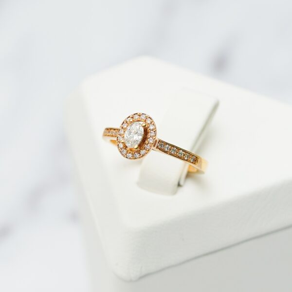 Oval Diamond Halo Ring in Rose Gold - Image 4