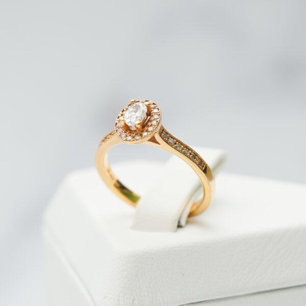 Oval Diamond Halo Ring in Rose Gold - Image 3