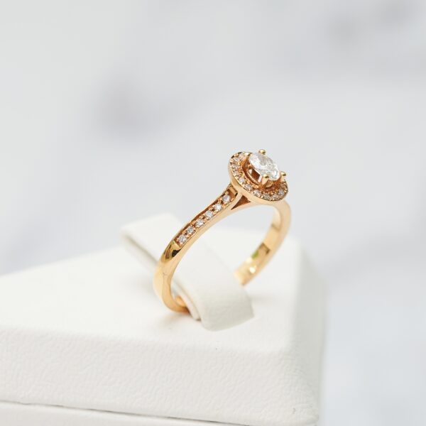 Oval Diamond Halo Ring in Rose Gold - Image 2
