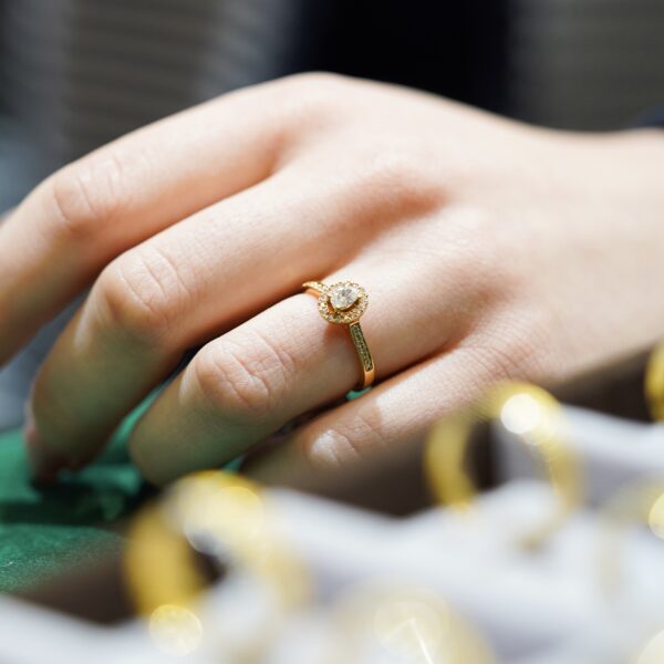 Oval Diamond Halo Ring in Rose Gold - Image 5