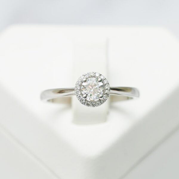 Classic Diamond Halo Engagement Ring - Image 3