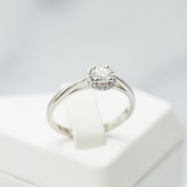 Classic Diamond Halo Engagement Ring - Image 4