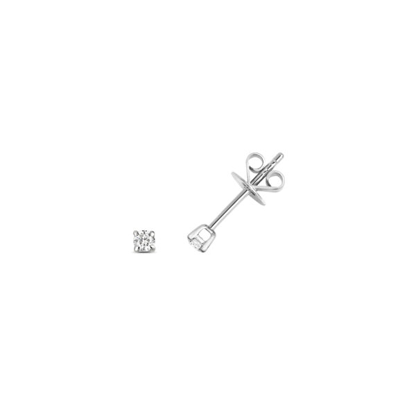 9K White Gold Classic Diamond Stud Earrings - Image 2
