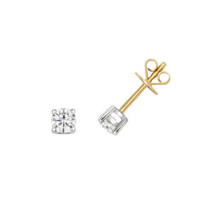9K Yellow Gold Classic Diamond Stud Earrings