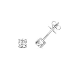 9K White Gold Classic Diamond Stud Earrings