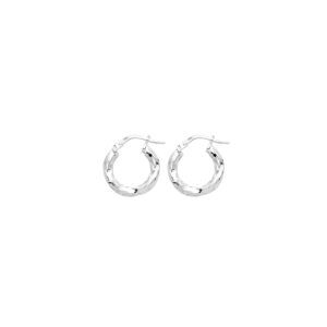 Silver 10mm Diamond Cut Hoop Earrings