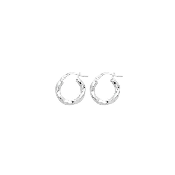 Silver 10mm Diamond Cut Hoop Earrings