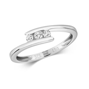 3 Diamond Cross Over Ring W/G