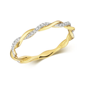 9k Yellow Gold Diamond Twist Ring