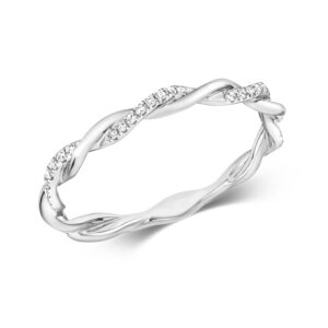 9k White Gold Diamond Twist Ring