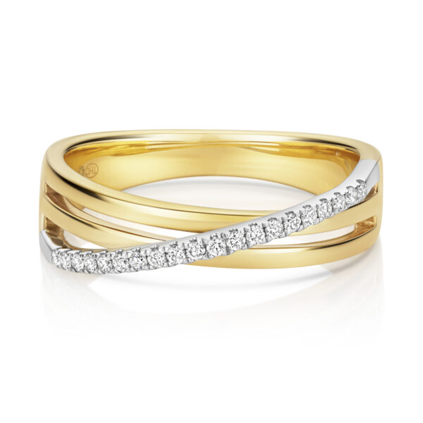 9k Diamond Single Crossover Dress Ring - Image 2