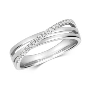 9k Diamond Single Crossover Dress Ring W/G