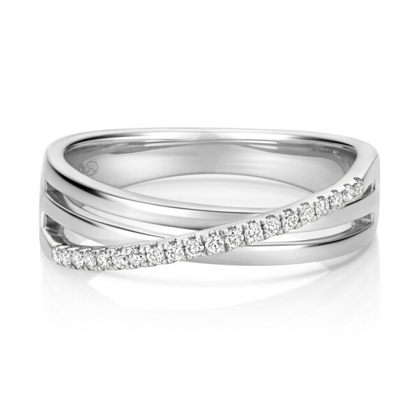 9k Diamond Single Crossover Dress Ring W/G - Image 2