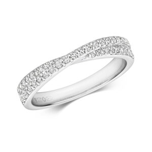 9k Diamond Crossover Dress Ring W/G