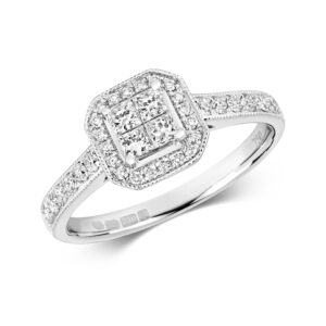 Diamond Cluster Ring with Princes Cut Centre