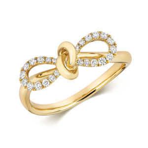 18K Yellow Gold Diamond Bow Ring
