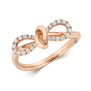 18K Rose Gold Diamond Bow Ring