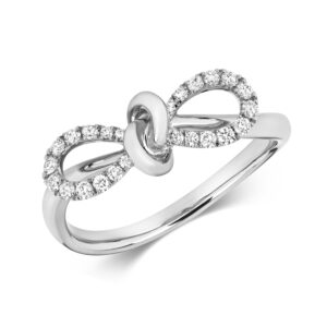 18K White Gold Diamond Bow Ring