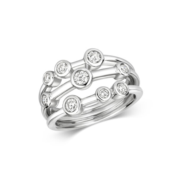 0.50ct Diamond 3 Row Scatter Ring W/G