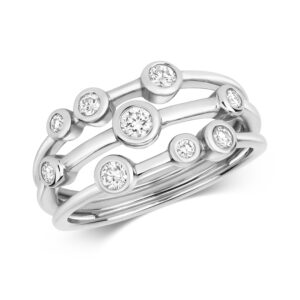 0.33ct Diamond 3 Row Scatter Ring W/G