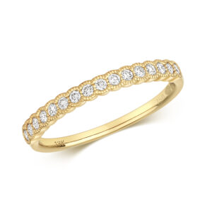 Diamond Half Eternity Ring with Millgrain Edge