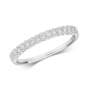 Diamond Half Eternity Ring with Millgrain Edge W/G