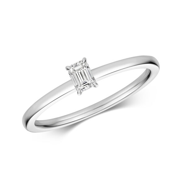 0.20ct Emerald Cut Diamond Solitaire Ring W/G