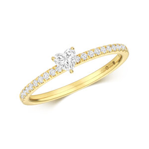 Heart Shape Solitaire Ring with Diamond Pave