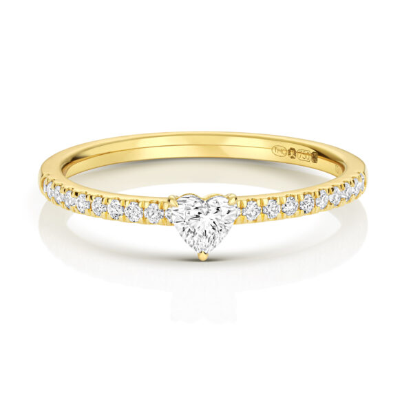 Heart Shape Solitaire Ring with Diamond Pave - Image 2