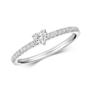 Heart Shape Solitaire Ring with Diamond Pave W/G