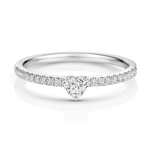 Heart Shape Solitaire Ring with Diamond Pave W/G - Image 2