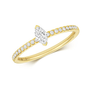 Marquise Cut Solitaire Ring with Diamond Pave