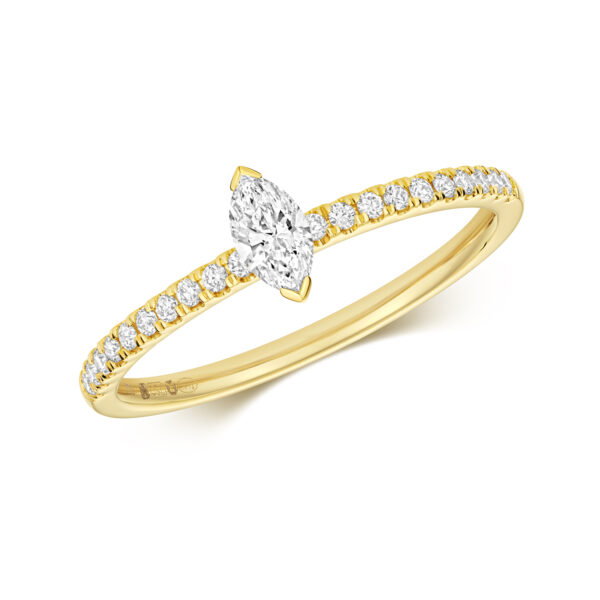 Marquise Cut Solitaire Ring with Diamond Pave