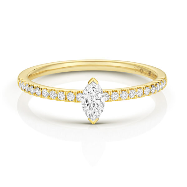 Marquise Cut Solitaire Ring with Diamond Pave - Image 2
