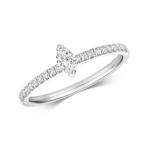 Marquise Cut Solitaire Ring with Diamond Pave