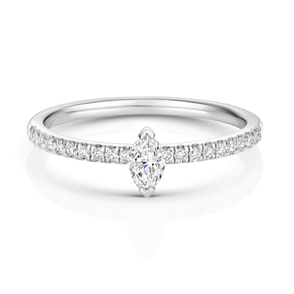 Marquise Cut Solitaire Ring with Diamond Pave - Image 2