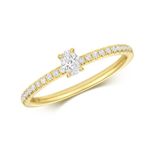 Oval cut Solitaire Ring with Diamond Pave