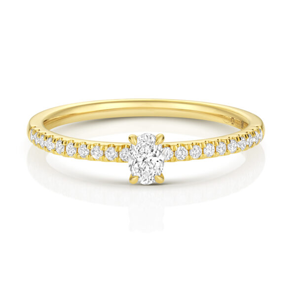 Oval cut Solitaire Ring with Diamond Pave - Image 2