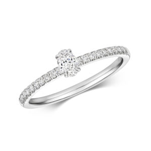 Oval cut Solitaire Ring with Diamond Pave