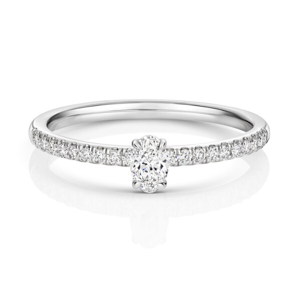 Oval cut Solitaire Ring with Diamond Pave - Image 2
