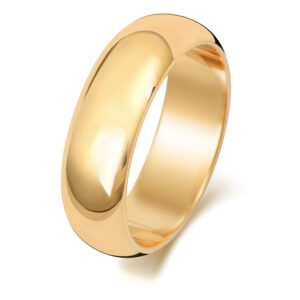 9ct Yellow Gold D-shape Wedding Ring 6mm