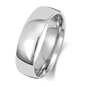 9ct White Gold Slight Court Wedding Ring 6mm