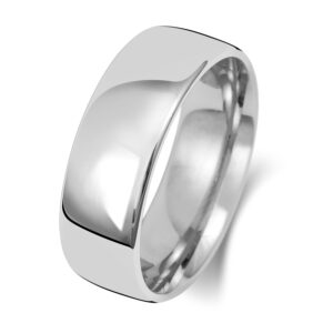 9ct White Gold Slight Court Wedding Ring 7mm