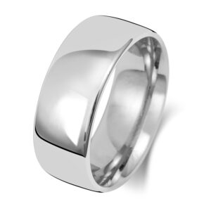 9ct White Gold Slight Court Wedding Ring 8mm